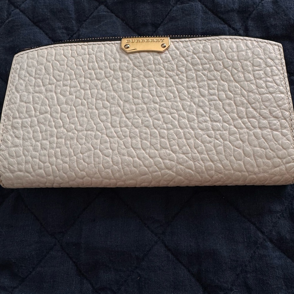 Burberry Leather Zip Ivory Wallet - Incl COA